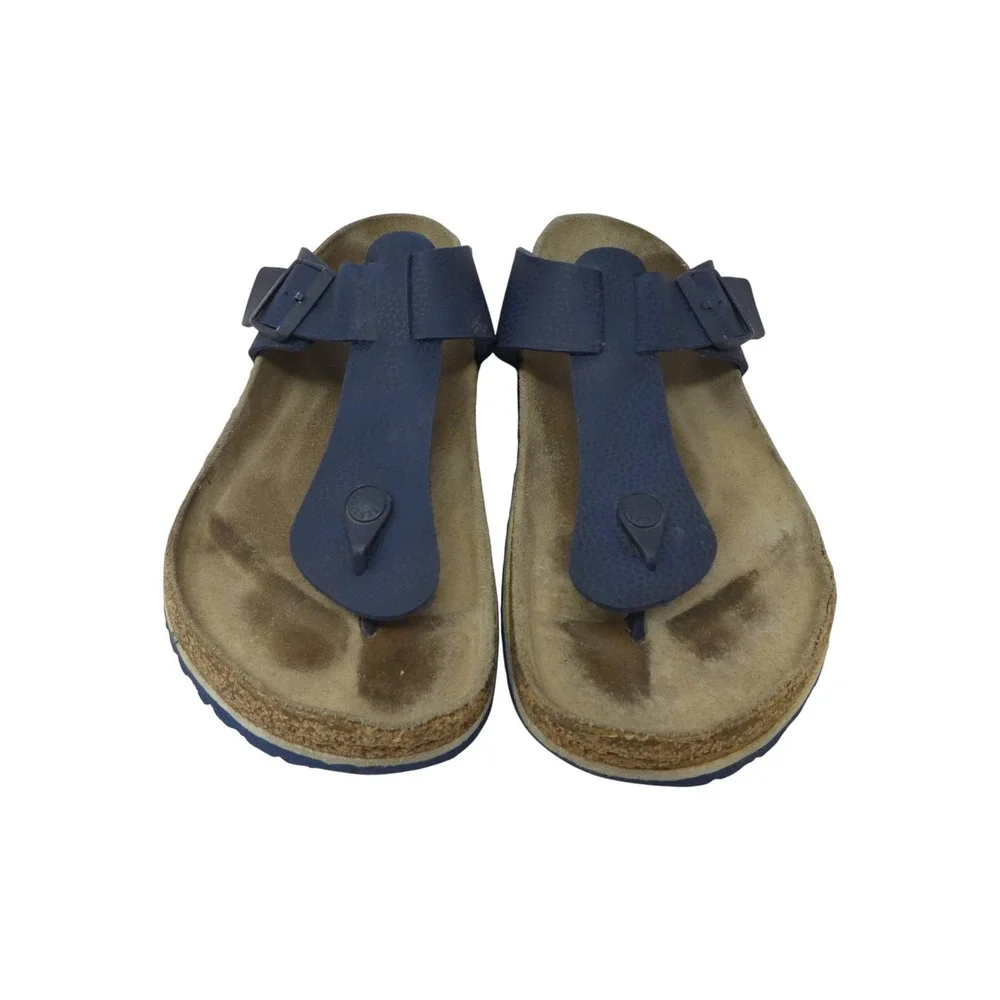 Birkenstock Gizeh Thong Sandals Mens 13 Blue Leather Cork Buckle Comfort